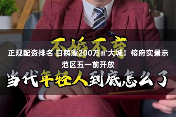 正规配资排名 白鹅潭200万㎡大城！榕府实景示范区五一前开放
