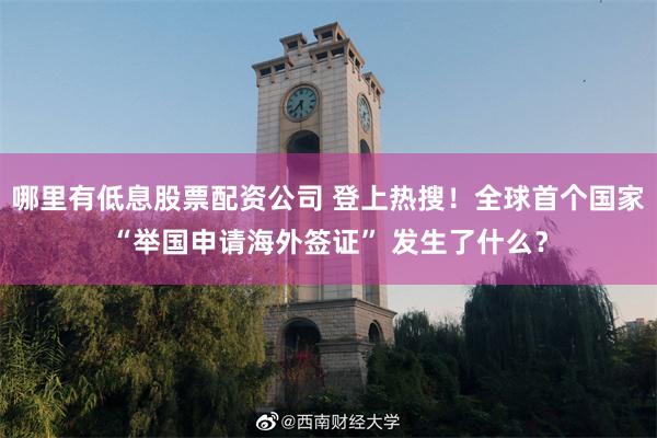 哪里有低息股票配资公司 登上热搜！全球首个国家“举国申请海外签证” 发生了什么？